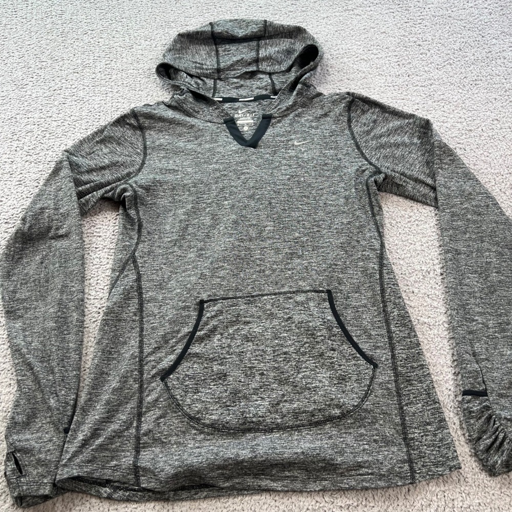 Nike Running Dri-FIT Grey Space Dye Hoodie Womens Medium 545894-032 2014